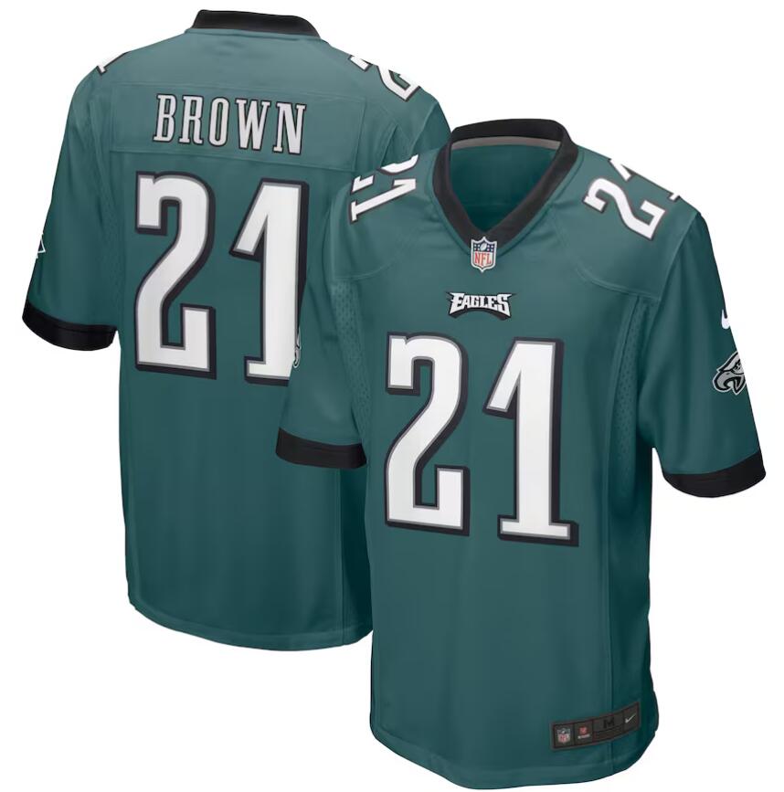 Men Philadelphia Eagles #21 Sydney Brown Midnight Green Game 2024 Nike NFL Jersey
